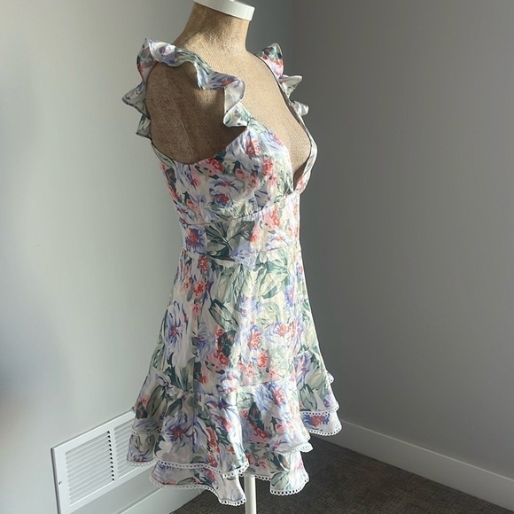 LA MAISON TALULAH SILK MINI DRESS Floral Mist Small NWT - Picture 9 of 11